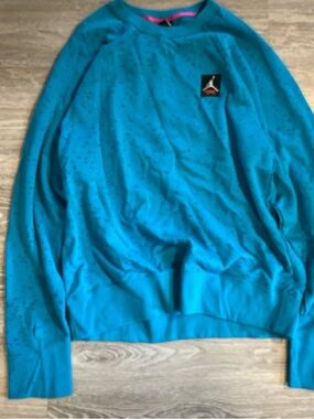 Jordan Teal Crewneck with Pink Trim